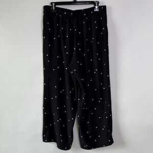 LOFT Womens Size M Black Polka Dot Pull-On Stretch Waist Ankle Pants w/Pockets